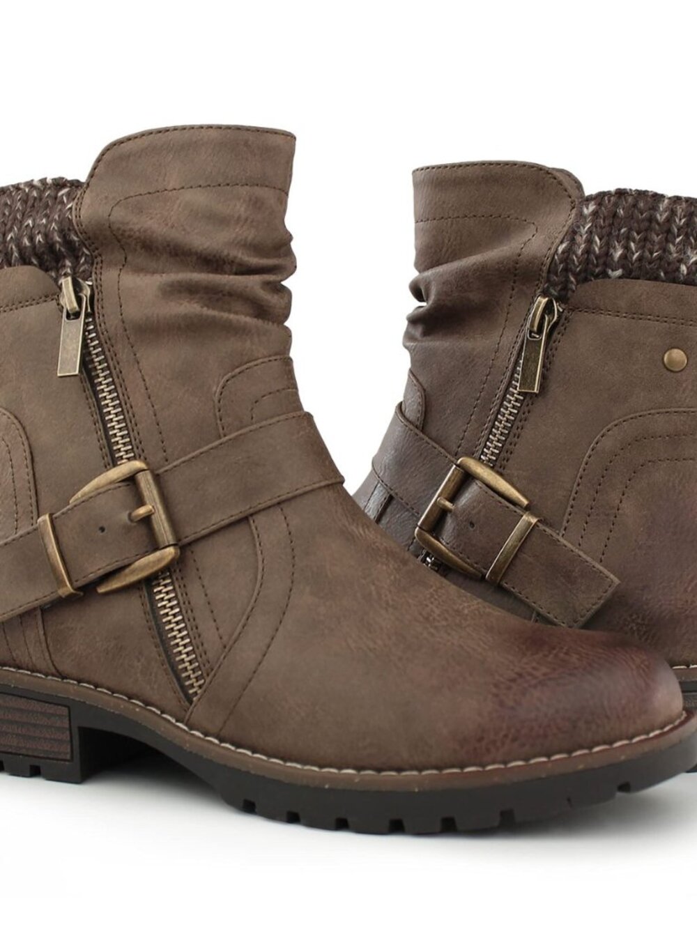 Women's Combat Boots Fashion Side Zipper Buckle Ankle Booties